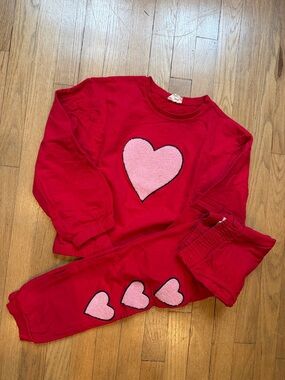 Jessica Simpson Red Kids  Set with Pink Heart Appliqués